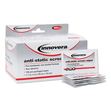 Innovera® Antistatic Screen Cleaning Wipes, Cloth, 7 1-4 X 4 3-4, White, 100-pack freeshipping - TVN Wholesale